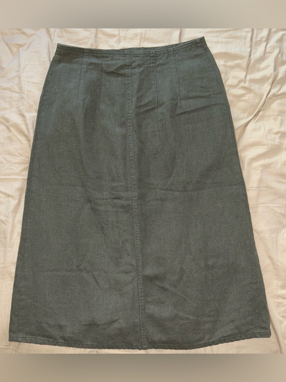 Marks & Spencer Olive Green Button-Front Midi Skirt - Picture 2 of 5